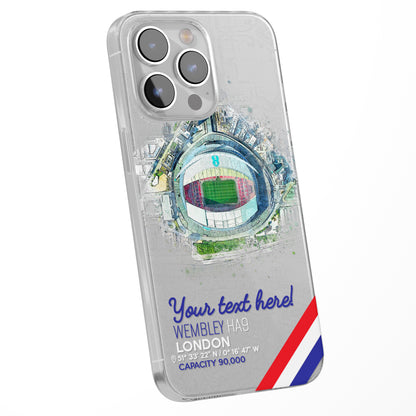 Personalised Phone Case Cover Football Team Stadium Water Colour Effect Style Customised for iPhone 16 15 14 13 12 11 Range