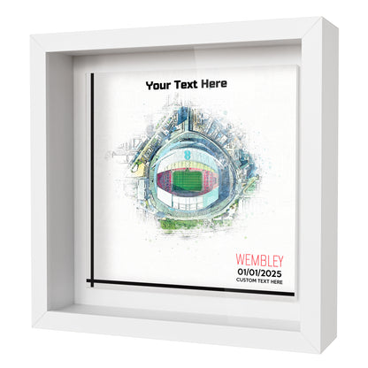 Framed Ceramic Tile Art: Personalised Football Stadium Art Print, Custom Aerial Map - ANY STADIUM Worldwide, Bespoke Text, Football Gift Keepsake
