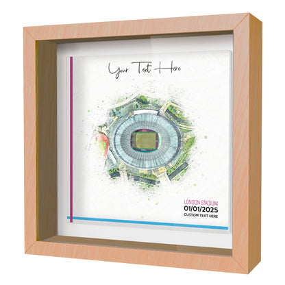 Framed Ceramic Tile Art: Personalised Football Stadium Art Print, Custom Aerial Map - ANY STADIUM Worldwide, Bespoke Text, Football Gift Keepsake