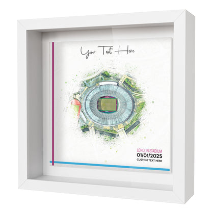 Framed Ceramic Tile Art: Personalised Football Stadium Art Print, Custom Aerial Map - ANY STADIUM Worldwide, Bespoke Text, Football Gift Keepsake