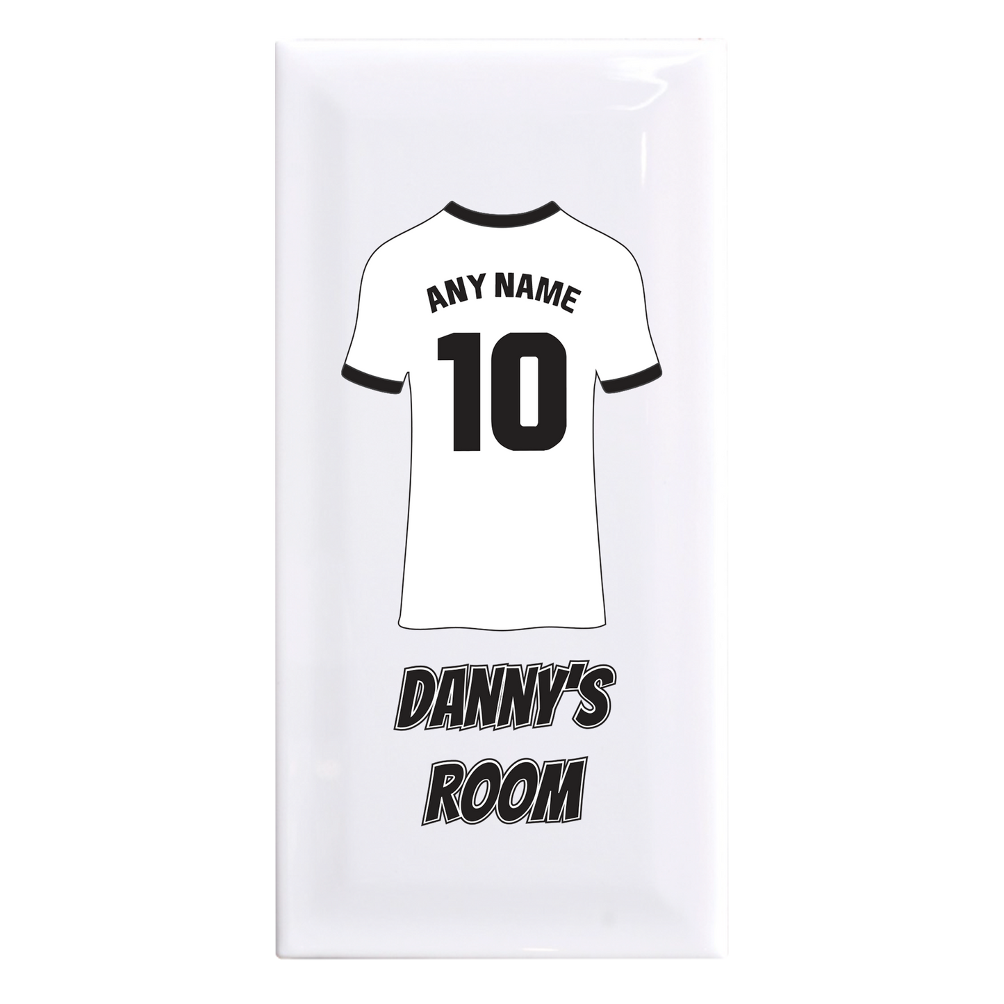 Personalised Premium Ceramic Children's Football Door Plaque - Premier Championship Football Team Shirt Style