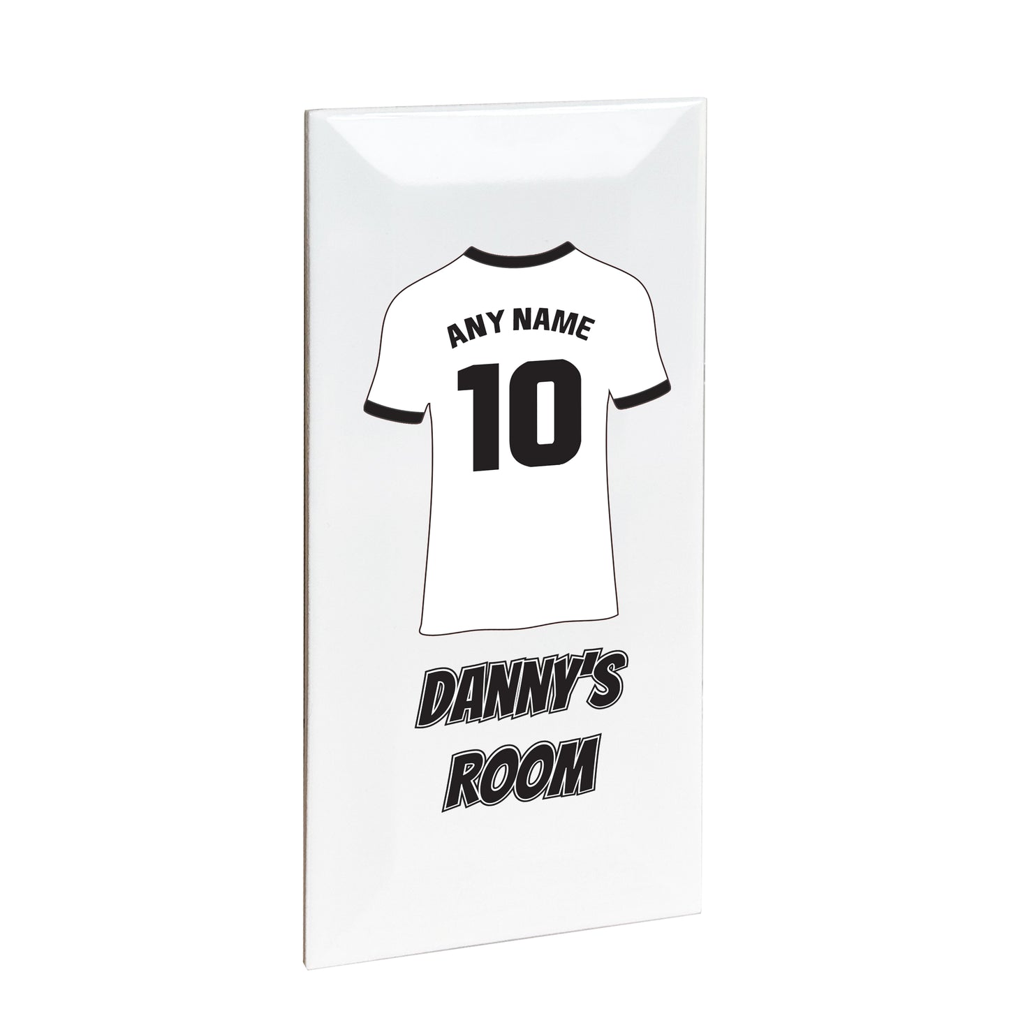 Personalised Premium Ceramic Children's Football Door Plaque - Premier Championship Football Team Shirt Style