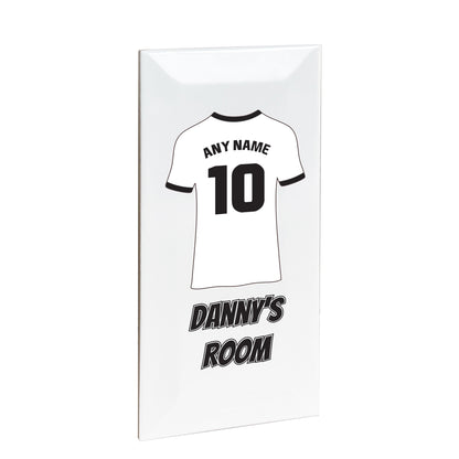 Personalised Premium Ceramic Children's Football Door Plaque - Premier Championship Football Team Shirt Style