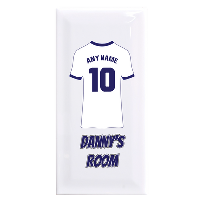 Personalised Premium Ceramic Children's Football Door Plaque - Premier Championship Football Team Shirt Style