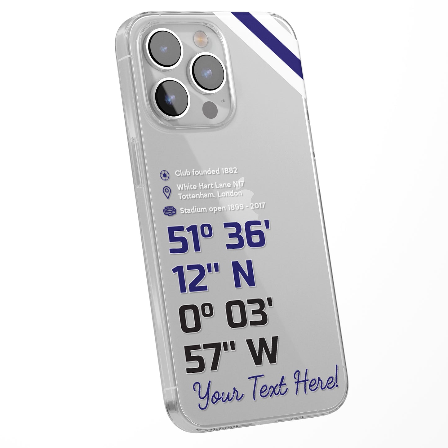 Personalised Phone Case Cover Football Team Stadium Coordinates Map Customised for iPhone 16 15 14 13 12 11 Range