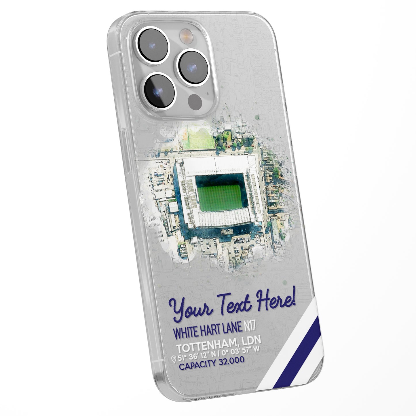 Personalised Phone Case Cover Football Team Stadium Water Colour Effect Style Customised for iPhone 16 15 14 13 12 11 Range