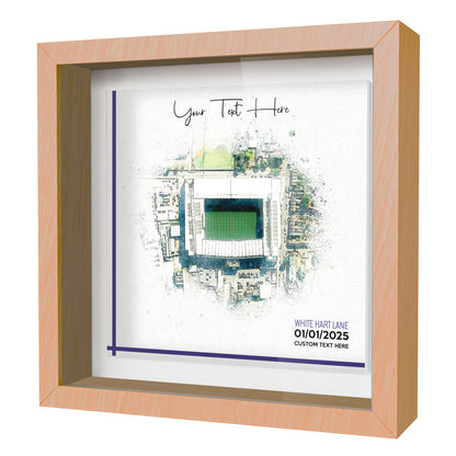 Framed Ceramic Tile Art: Personalised Football Stadium Art Print, Custom Aerial Map - ANY STADIUM Worldwide, Bespoke Text, Football Gift Keepsake