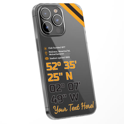 Personalised Phone Case Cover Football Team Stadium Coordinates Map Customised for iPhone 16 15 14 13 12 11 Range