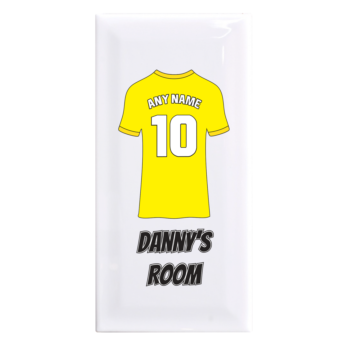 Personalised Premium Ceramic Children's Football Door Plaque - Premier Championship Football Team Shirt Style