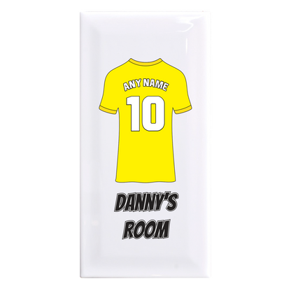 Personalised Premium Ceramic Children's Football Door Plaque - Premier Championship Football Team Shirt Style