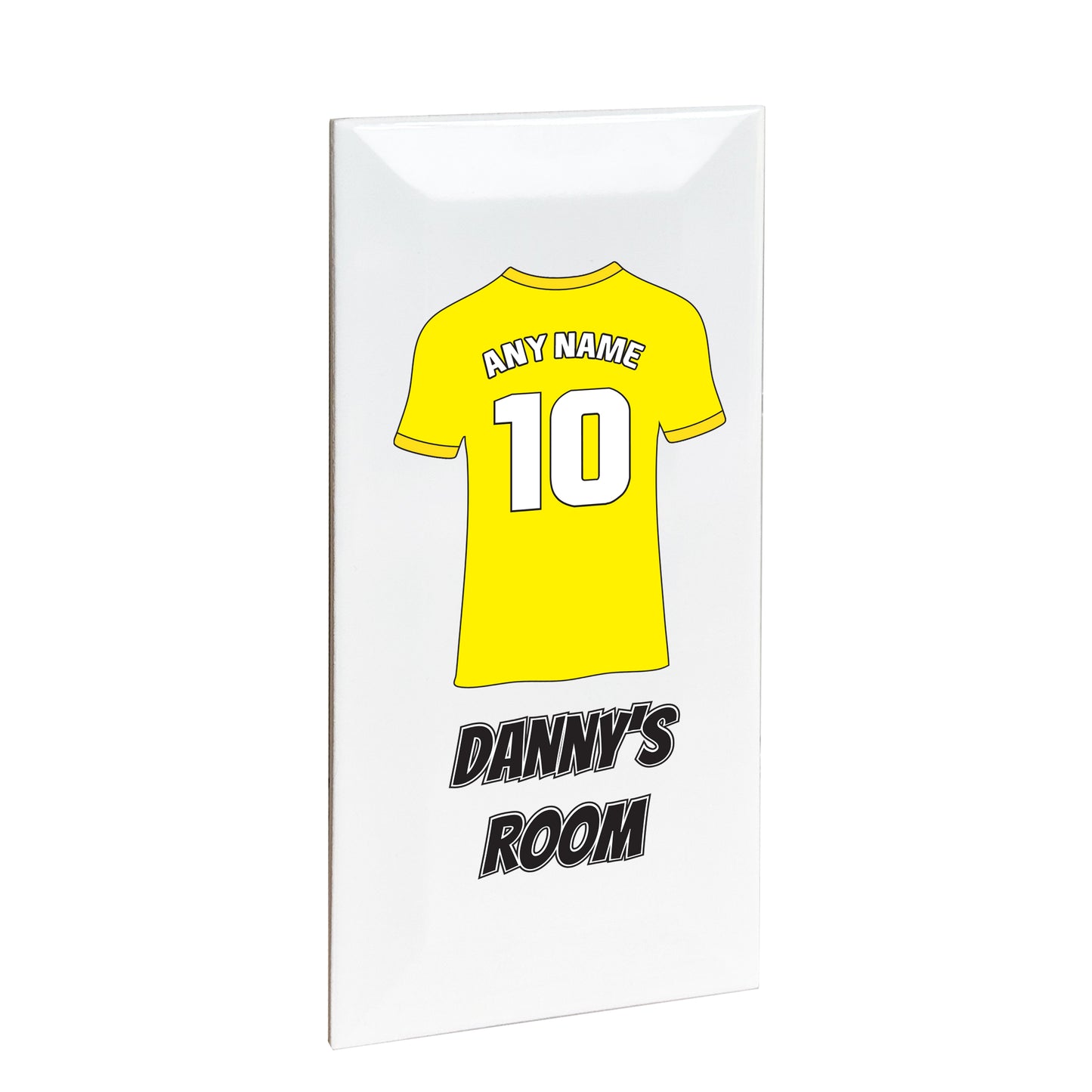Personalised Premium Ceramic Children's Football Door Plaque - Premier Championship Football Team Shirt Style