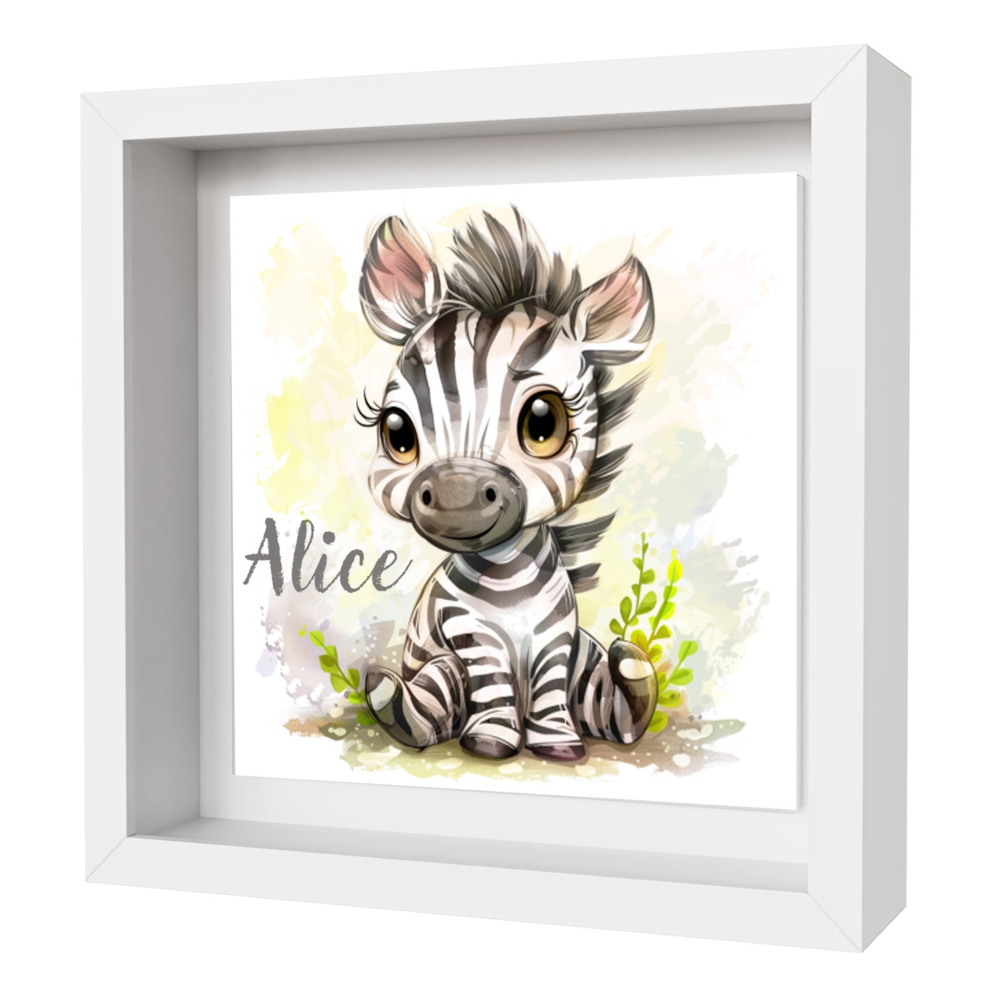 Personalised Baby Zebra Artwork - Framed CERAMIC TILE Print