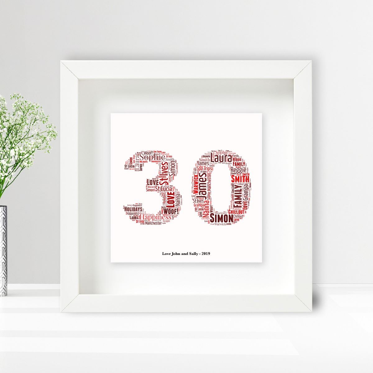 Personalised Word Art Ceramic Print 18th 21st 30th 40th 50th 60th Birthday Gift
