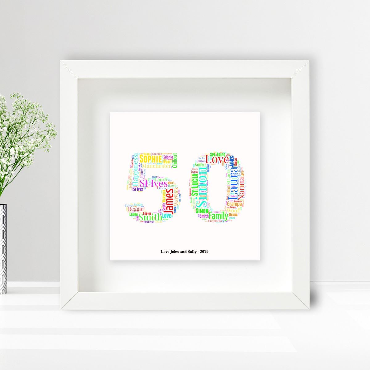Personalised Word Art Ceramic Print 18th 21st 30th 40th 50th 60th Birthday Gift
