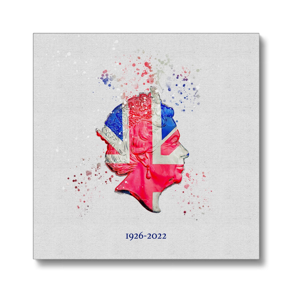 Queen Elizabeth II Commemorative Splatter Artwork Eco Canvas