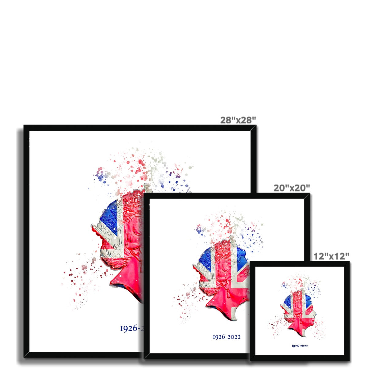 Queen Elizabeth II Commemorative Splatter Artwork Framed Print