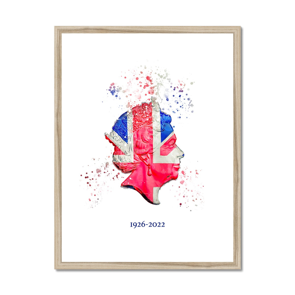 Queen Elizabeth II Commemorative Splatter Artwork Framed & Mounted Print