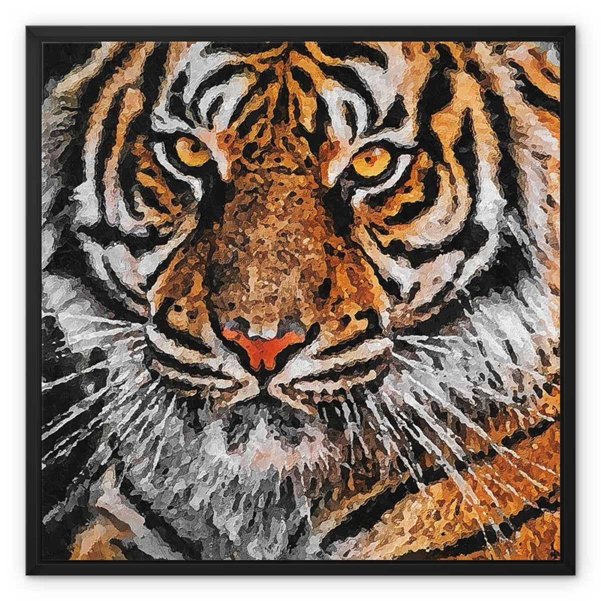 Tiger Oil Palette Print Framed Canvas