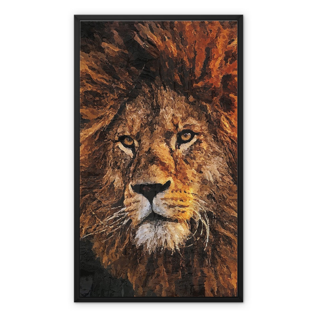 Lion Oil Palette Print Framed Canvas