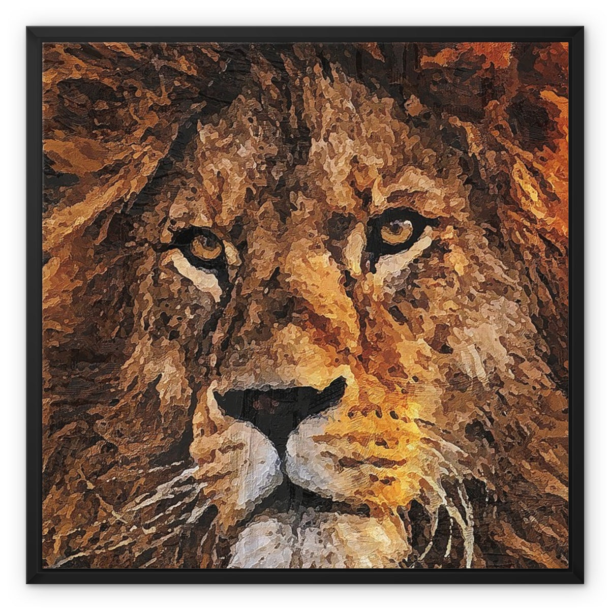 Lion Oil Palette Print Framed Canvas