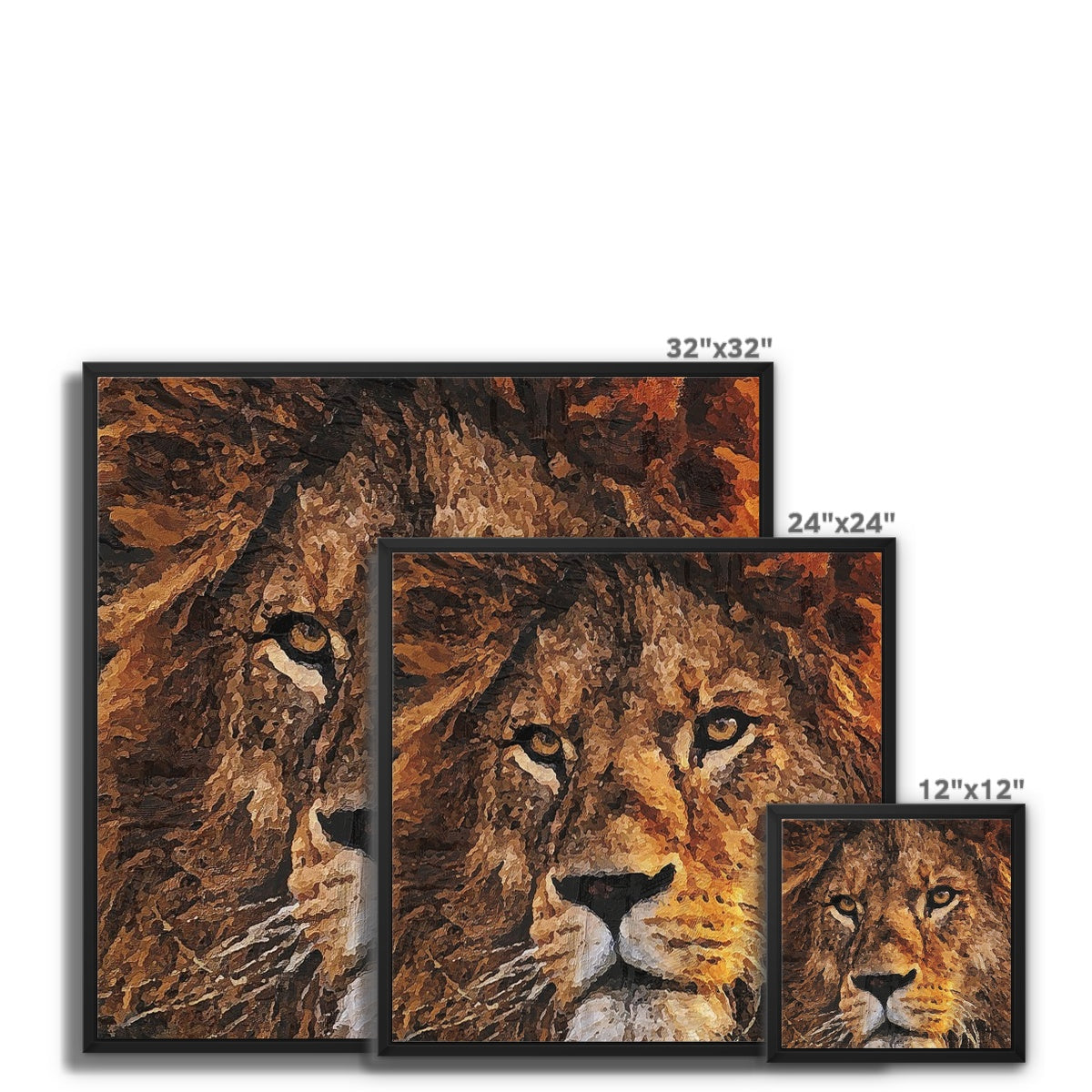 Lion Oil Palette Print Framed Canvas