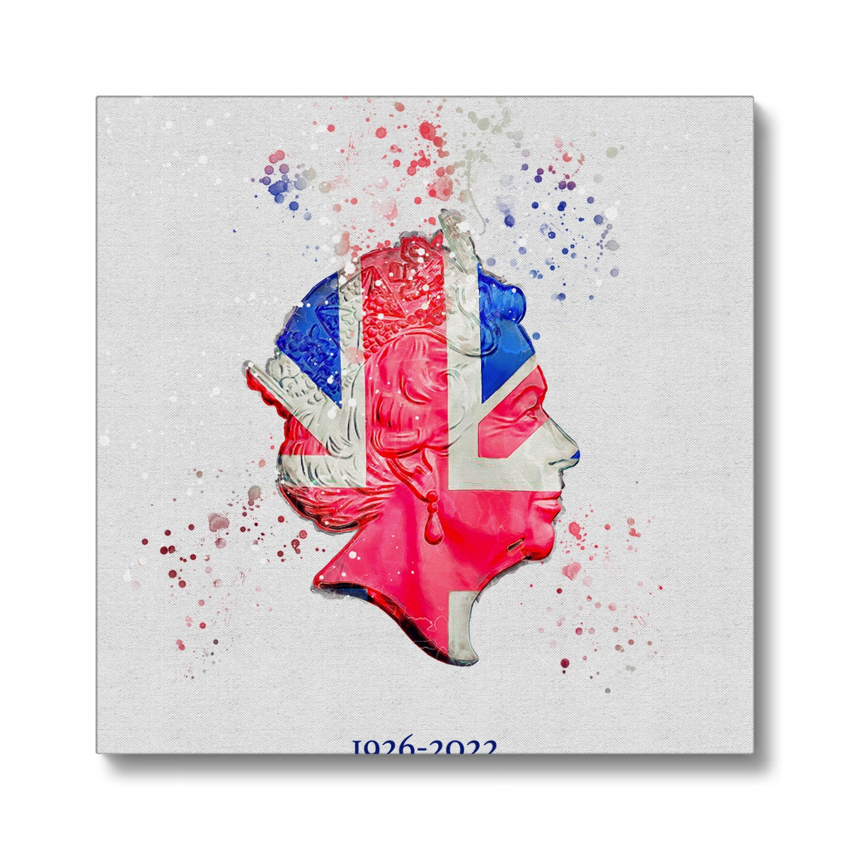 Queen Elizabeth II Commemorative Splatter Artwork Eco Canvas