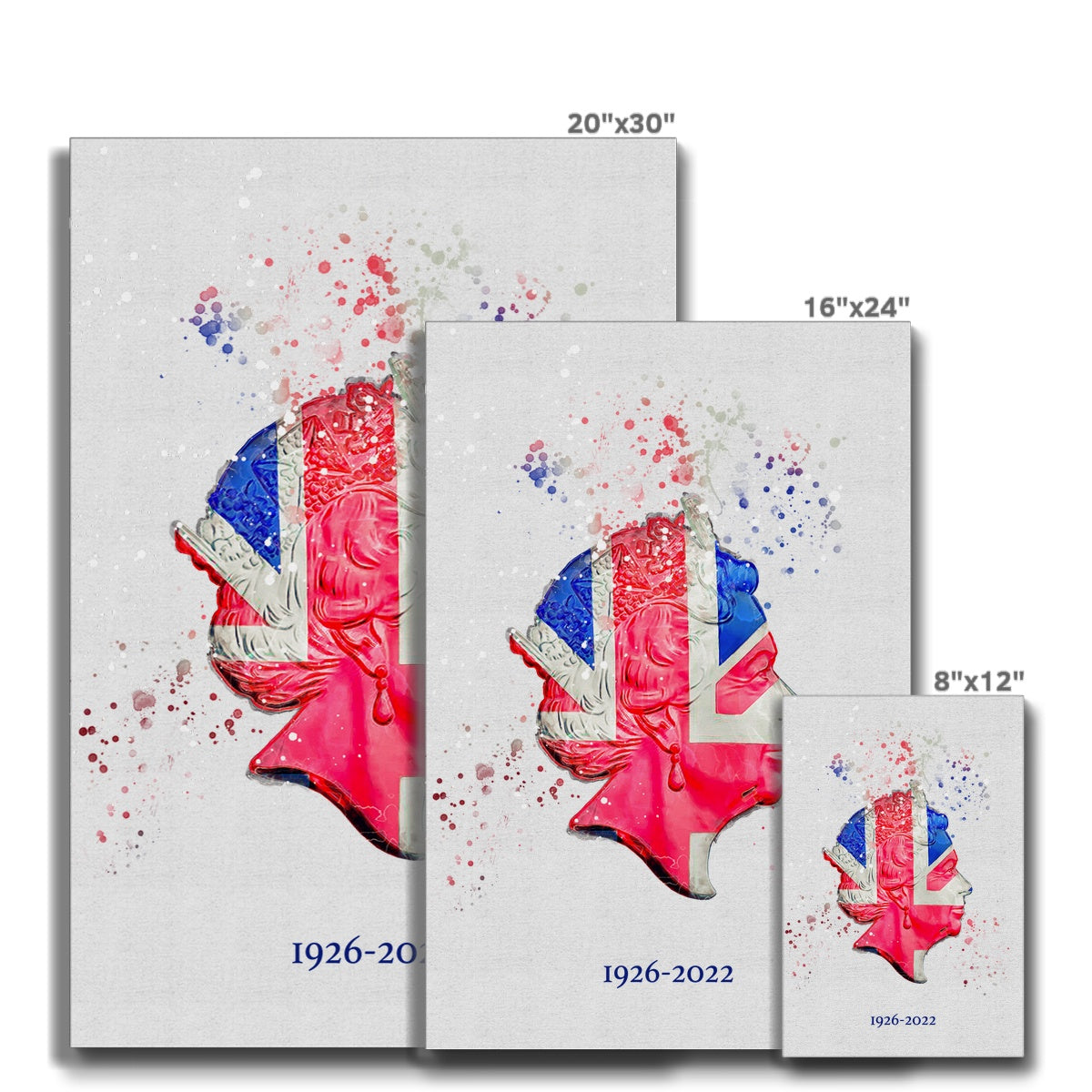 Queen Elizabeth II Commemorative Splatter Artwork Eco Canvas