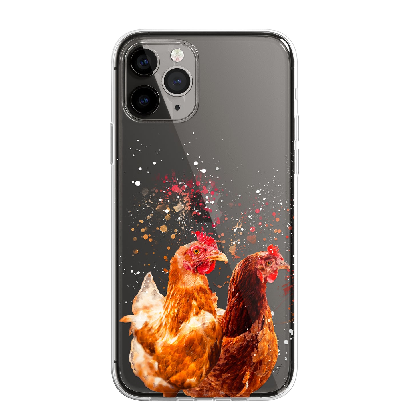 British Birds Phone Case Splatter Art CLEAR Cover Case for iPhone 14 13 12 Pro +