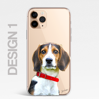 Beagle Dog Phone Case Painting Effect CLEAR Cover Case for iPhone 14 13 12 Pro +