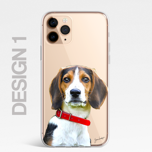 Beagle Dog Phone Case Painting Effect CLEAR Cover Case for iPhone 14 13 12 Pro +