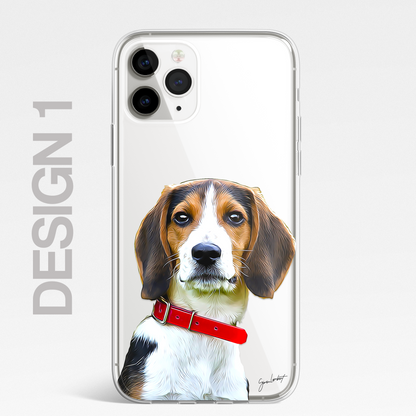 Beagle Dog Phone Case Painting Effect CLEAR Cover Case for iPhone 14 13 12 Pro +