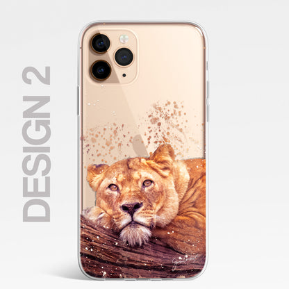 African Animals Phone Case Splatter Art CLEAR Cover Case for iPhone 14 13 12 Pro