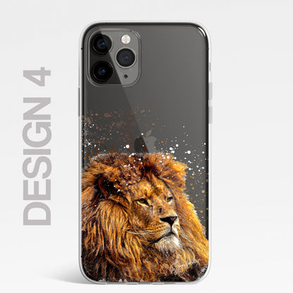 African Animals Phone Case Splatter Art CLEAR Cover Case for iPhone 14 13 12 Pro