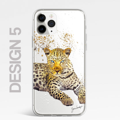 African Animals Phone Case Splatter Art CLEAR Cover Case for iPhone 14 13 12 Pro