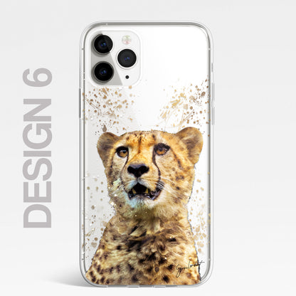 African Animals Phone Case Splatter Art CLEAR Cover Case for iPhone 14 13 12 Pro
