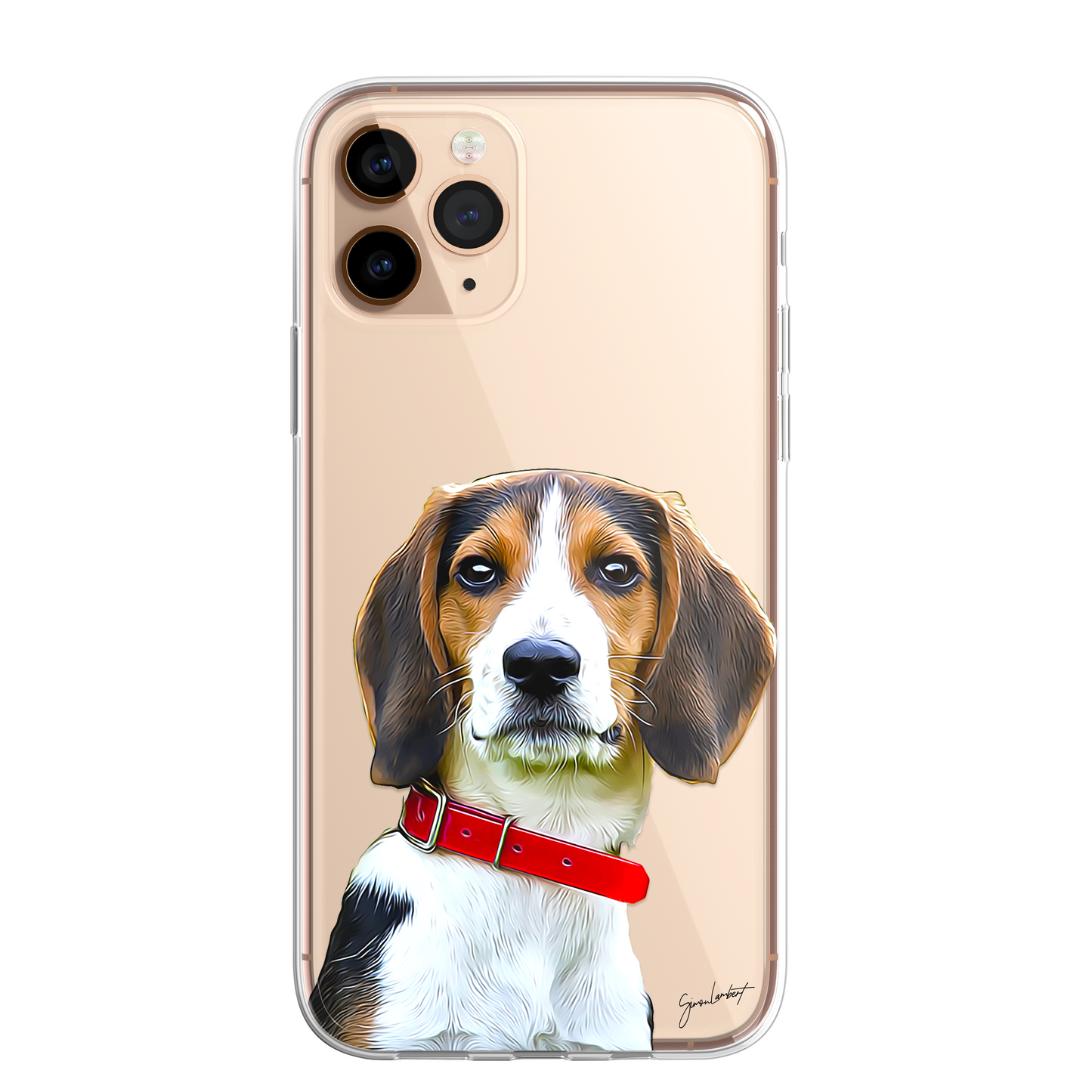Beagle Dog Phone Case Painting Effect CLEAR Cover Case for iPhone 14 13 12 Pro +