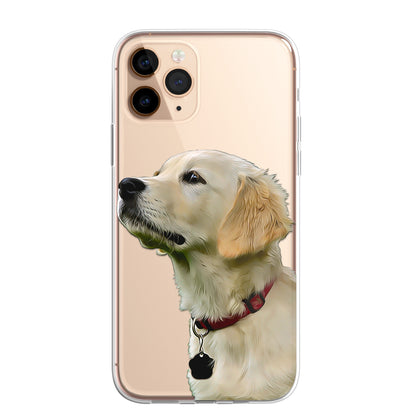 Retriever Labrador Pet Phone Case Brush Art CLEAR Phone Cover for iPhone 14 13+