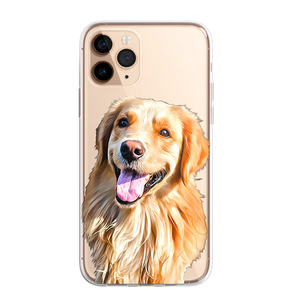 Retriever Labrador Pet Phone Case Brush Art CLEAR Phone Cover for iPhone 14 13+