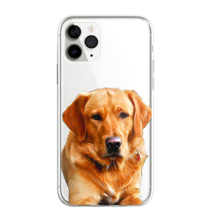 Retriever Labrador Pet Phone Case Brush Art CLEAR Phone Cover for iPhone 14 13+