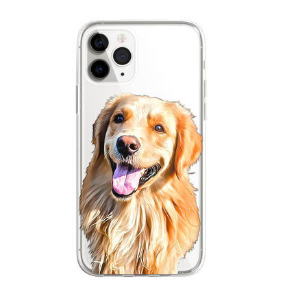 Retriever Labrador Pet Phone Case Brush Art CLEAR Phone Cover for iPhone 14 13+