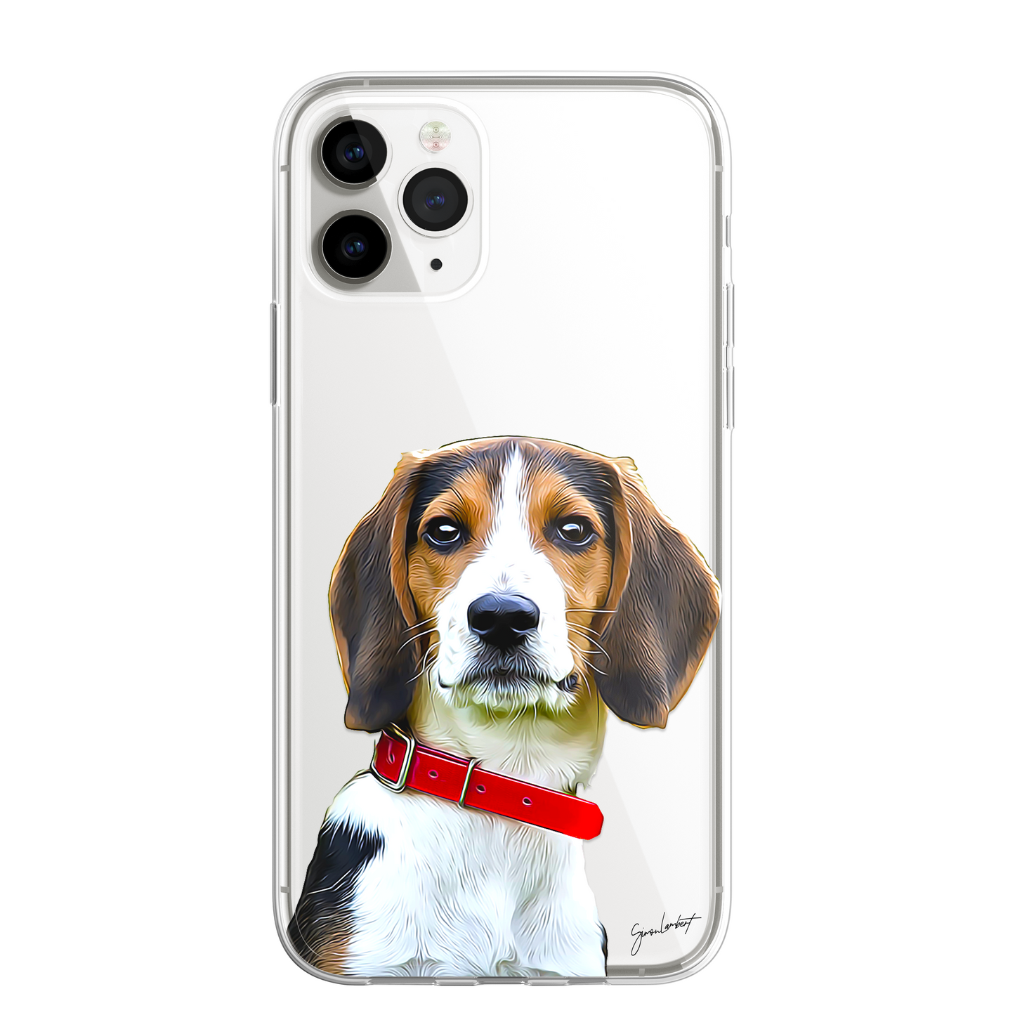 Beagle Dog Phone Case Painting Effect CLEAR Cover Case for iPhone 14 13 12 Pro +