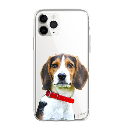 Beagle Dog Phone Case Painting Effect CLEAR Cover Case for iPhone 14 13 12 Pro +