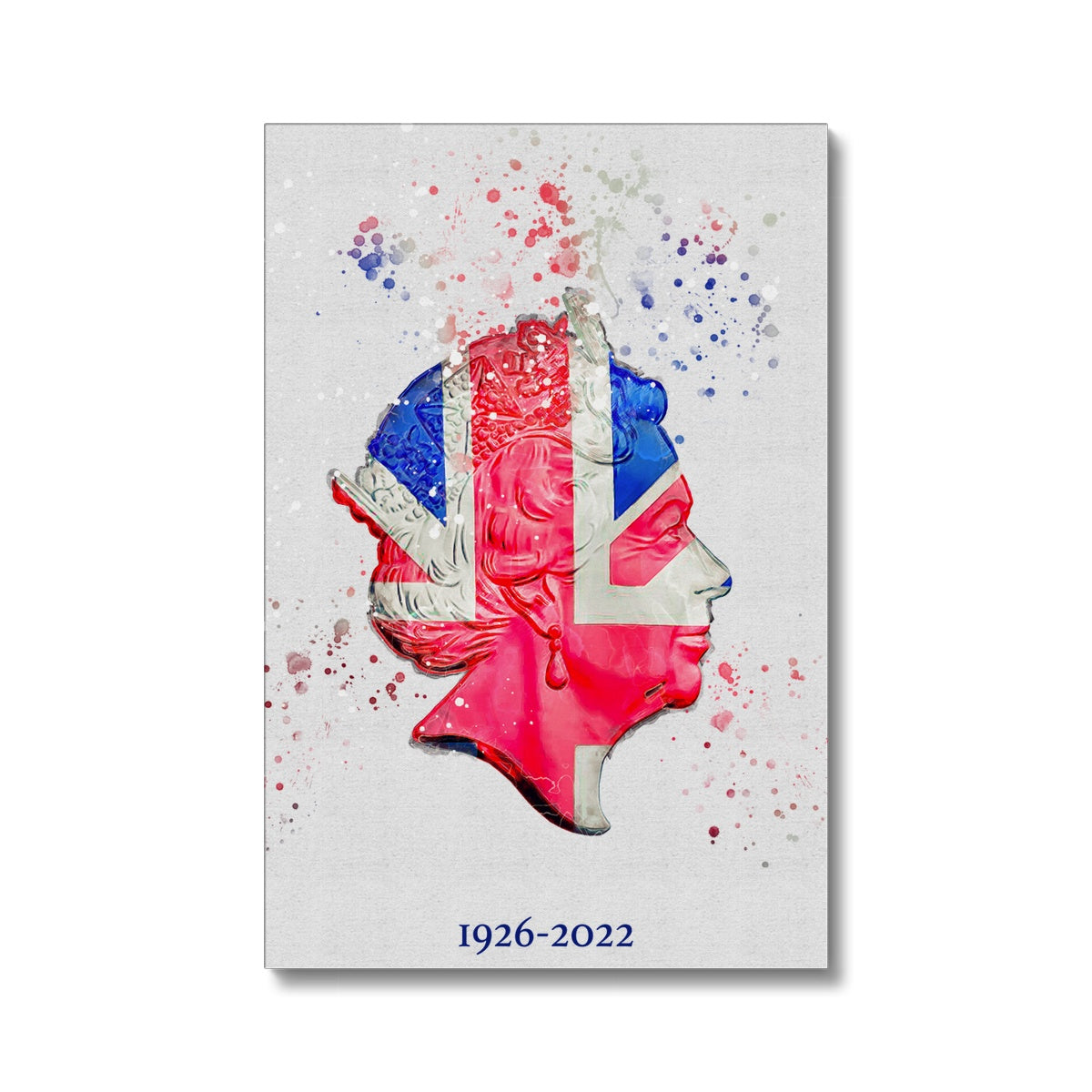 Queen Elizabeth II Commemorative Splatter Artwork Eco Canvas