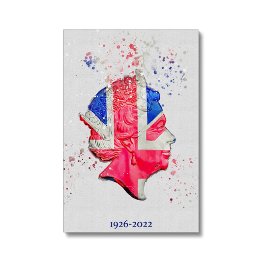 Queen Elizabeth II Commemorative Splatter Artwork Eco Canvas