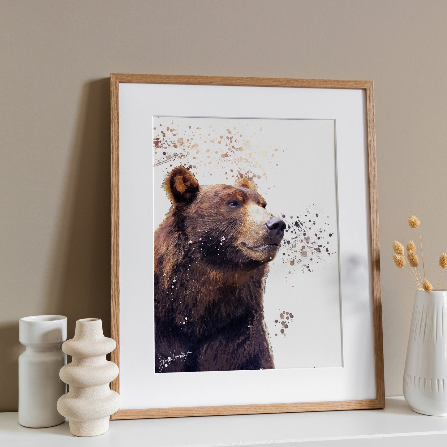 Bear Portrait Splatter Style Artwork Fine Art Print (Unframed)