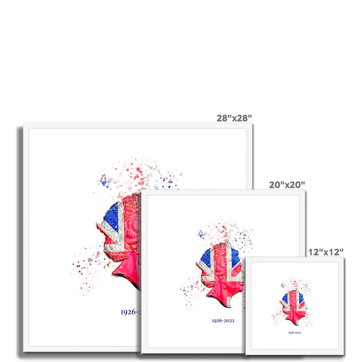 Queen Elizabeth II Commemorative Splatter Artwork Framed & Mounted Print