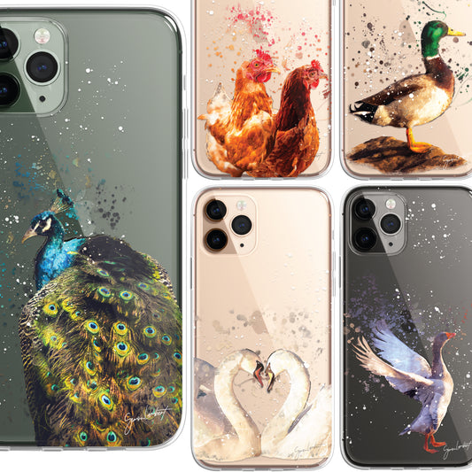 British Birds Phone Case Splatter Art CLEAR Cover Case for iPhone 14 13 12 Pro +