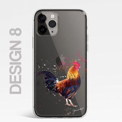 British Birds Phone Case Splatter Art CLEAR Cover Case for iPhone 14 13 12 Pro +