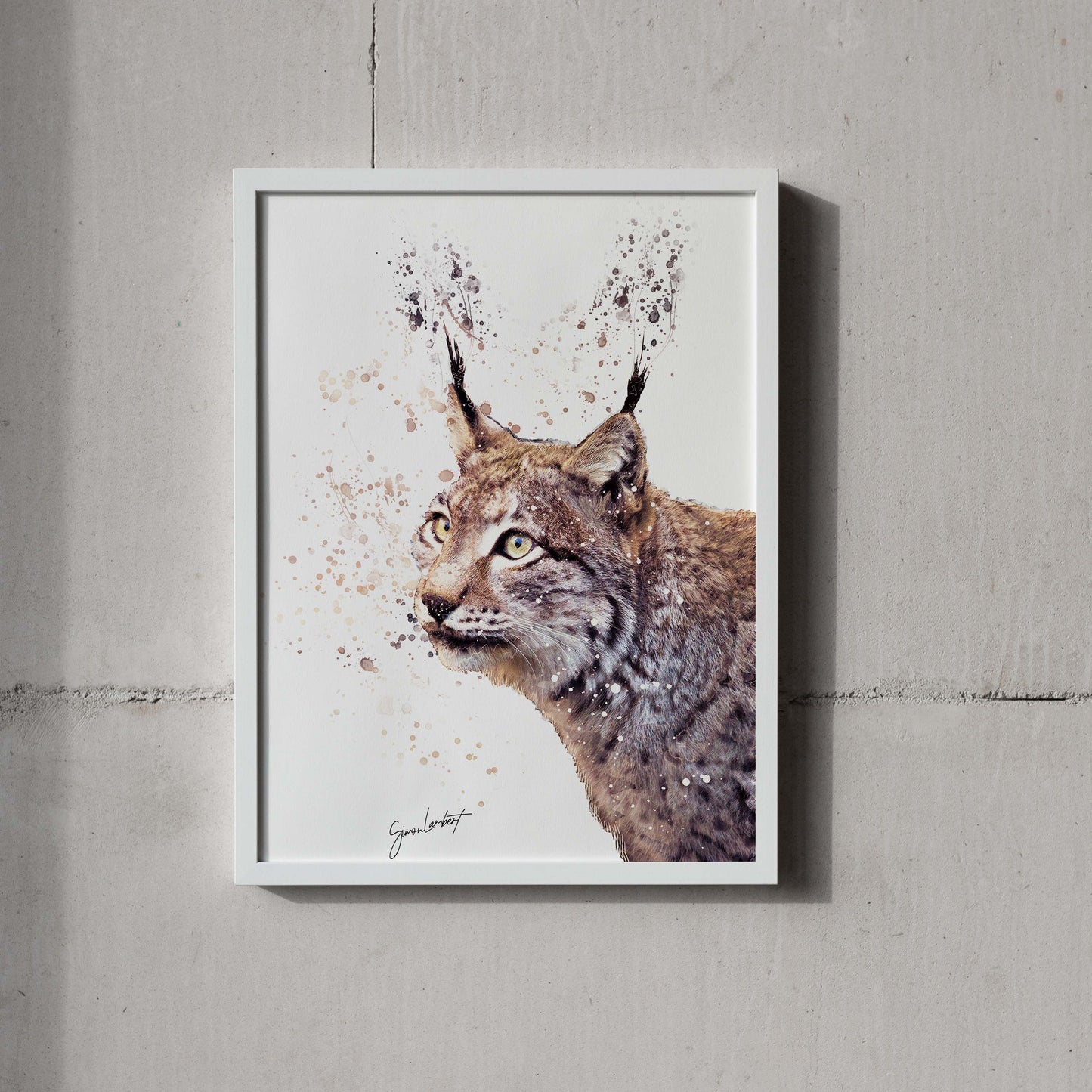 Bobcat Portrait Splatter Style Artwork Fine Art Print (Unframed)