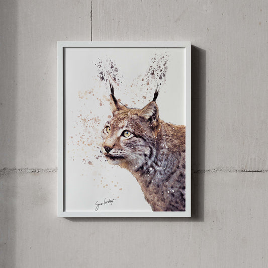 Bobcat Portrait Splatter Style Artwork Fine Art Print (Unframed)
